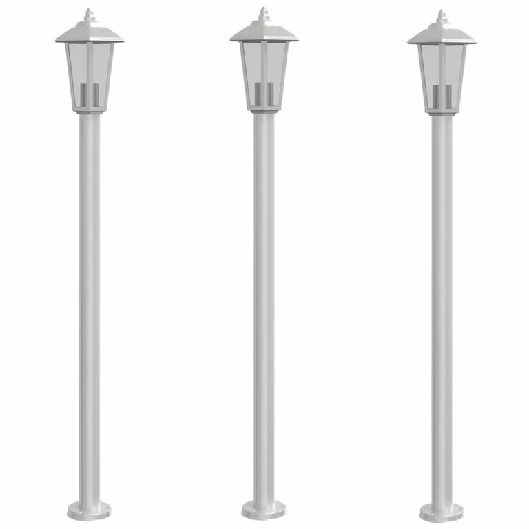 Lampade da Terra per Esterni 3 pz Argento 120cm in Acciaio Inox