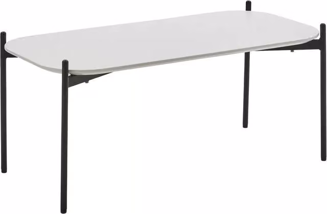 Tavolino rettangolare moderno mdf polipropilene bianco nero 100x50x43,5 - Mobili 2G