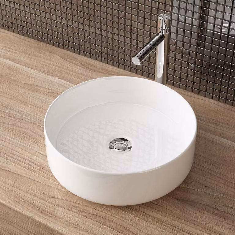 Lavabo con effetto lotus, dimensioni 31x31x11 cm, colore bianco