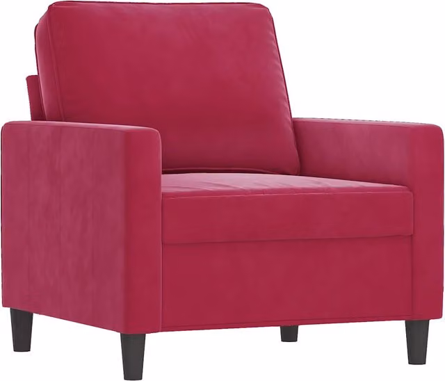 Poltrona Relax Moderna in Velluto Rosso con Braccioli e Struttura in Metallo – 1