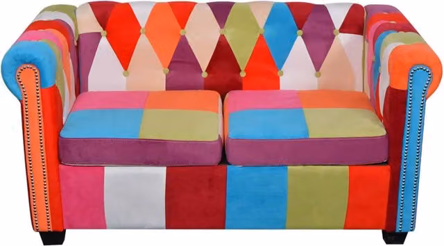 Divano Chesterfield a 2 Posti in Tessuto 243180