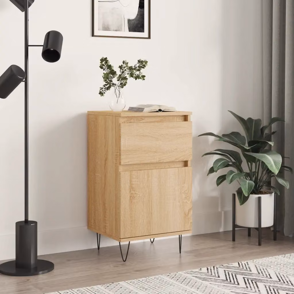 Credenza moderna vidaXL in legno e metallo, colore beige e marrone, L 40 cm x P 35 cm x H 70 cm