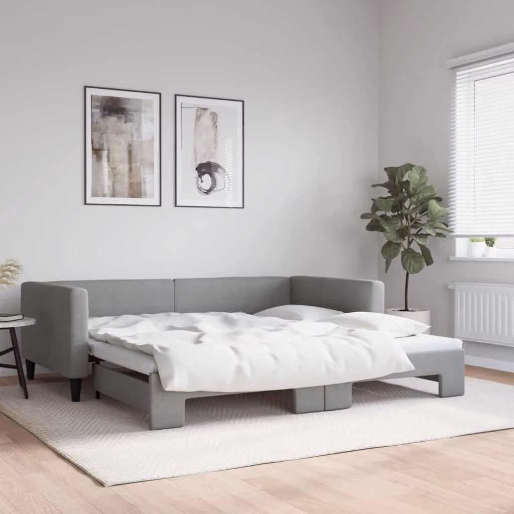 Maison Exclusive - Divano letto estraibile grigio chiaro 100x200 cm in tessuto