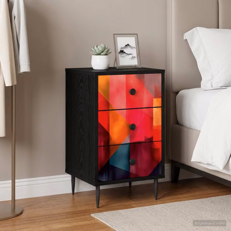vidaXL Armadio da Notte HEESCH Rovere e Nero L: 36 cm, P: 33 cm, H: 61 cm