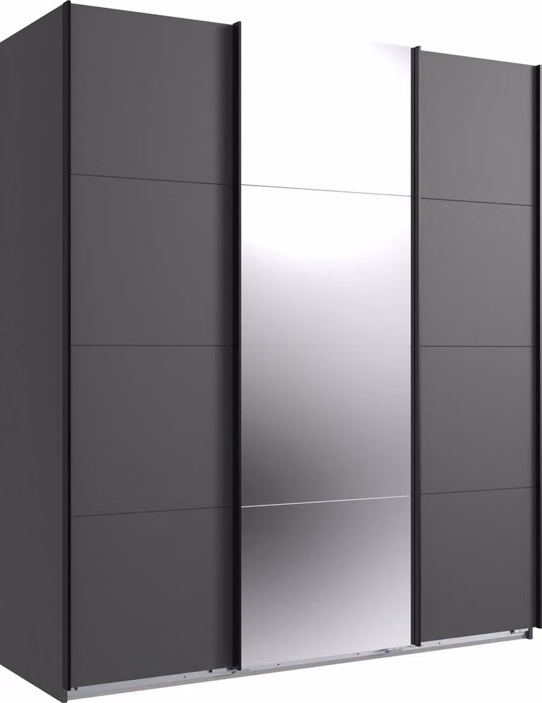 Armadio ad ante scorrevoli Norderstedt Armadio con specchio, disponibile in grafite / specchio, 180x64x210cm