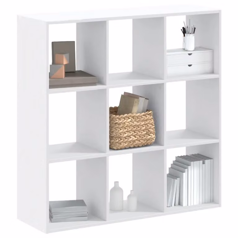 Libreria moderna bianca vidaXL a parete in legno e MDF L: 102 cm, P: 32 cm, H: 102 cm