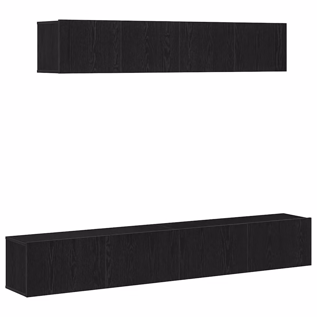 Set mobile TV moderno vidaXL in 4 pezzi, colore nero, in legno ingegnerizzato MDF per soggiorno – 2
