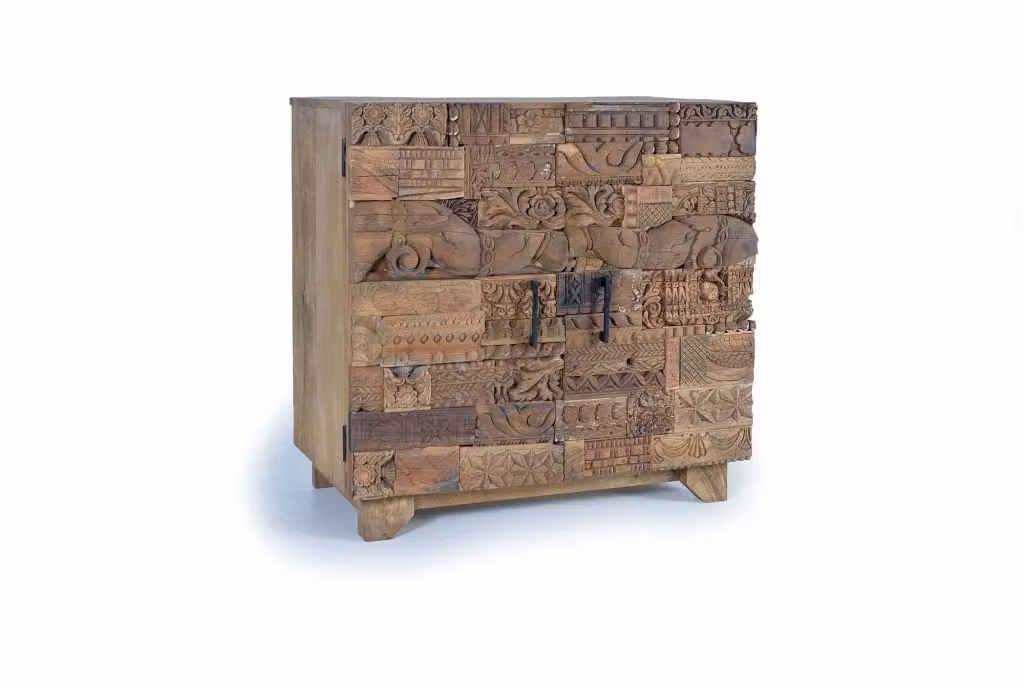 Credenza in legno di mango recuperato marrone con finitura opaca per sala da pranzo – 2