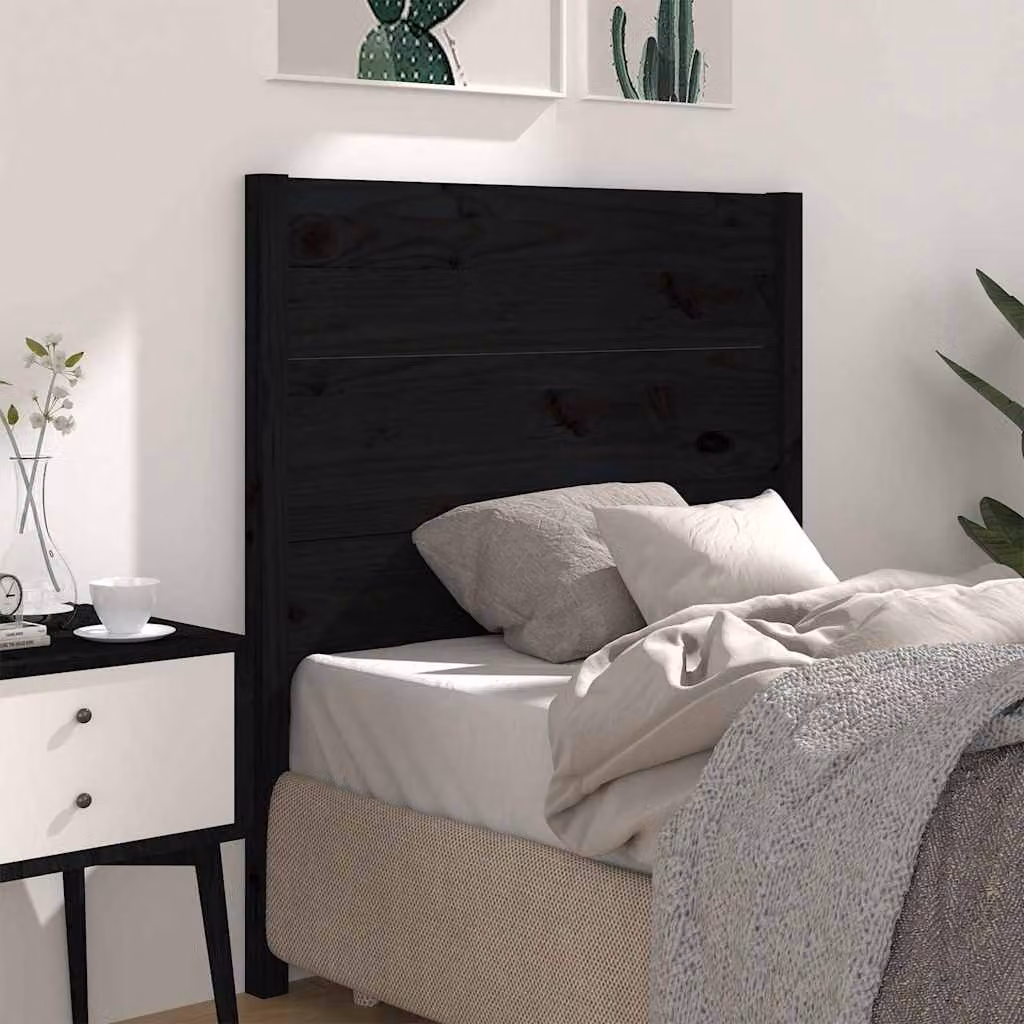 Testiera per letto vidaXL in legno massello di pino nero, stile rustico, L/P/H: 96 x 4 x 100 cm