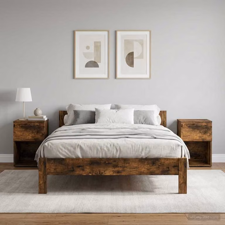 Set di 2 armadietti per letto vidaXL in stile moderno, colore Rovere Fumo, L 29 cm x P 31,5 cm x H 49 cm
