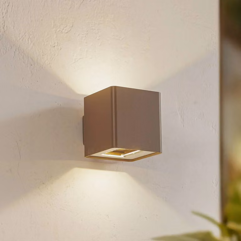 Applique da esterni a LED Aaron Lucande, Marrone / Ruggine, Alluminio, Moderno, Applique LED da esterni