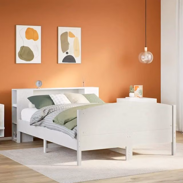 Letto Libreria senza Materasso Bianco 135x190 cm Legno di Pino 3323075