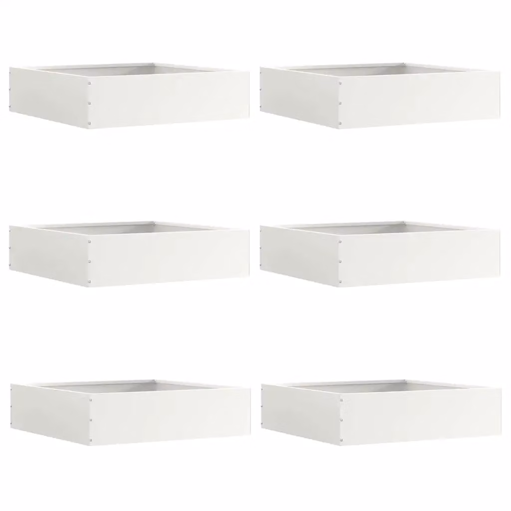 Set di 6 bordure per prato vidaXL in acciaio bianco, L/P/H: 50 x 50 x 13 cm
