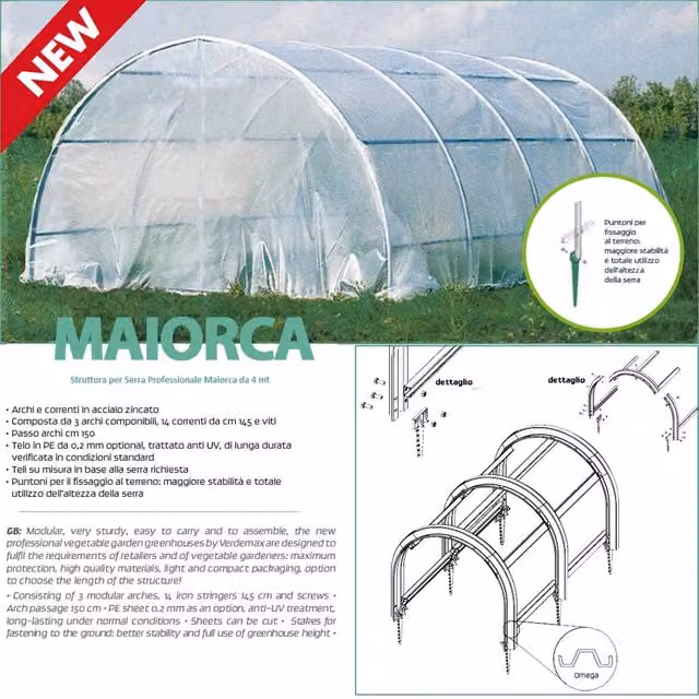 Struttura per serra professionale maiorca da 4 mt