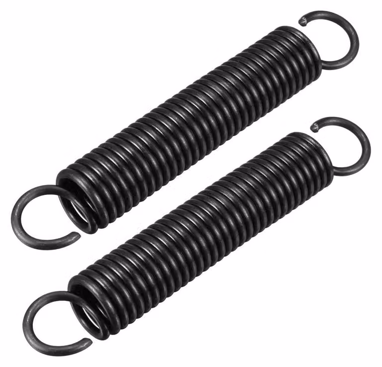 Molla a balestra con doppio gancio, 2,5 mm, 18 mm, 115 mm, acciaio, 2 pezzi