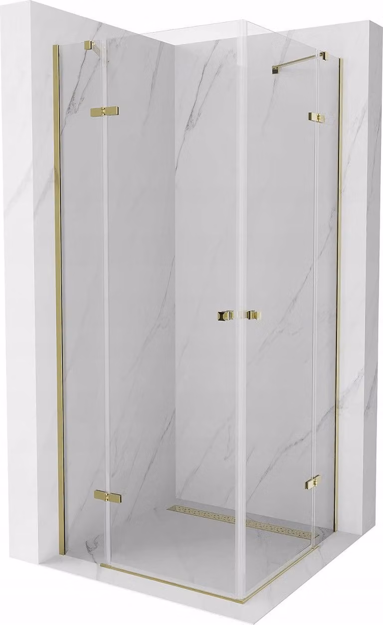 Mexen Roma Duo cabina doccia a battente 90 x 90 cm, trasparente, oro - 854-090-090-50-00-02