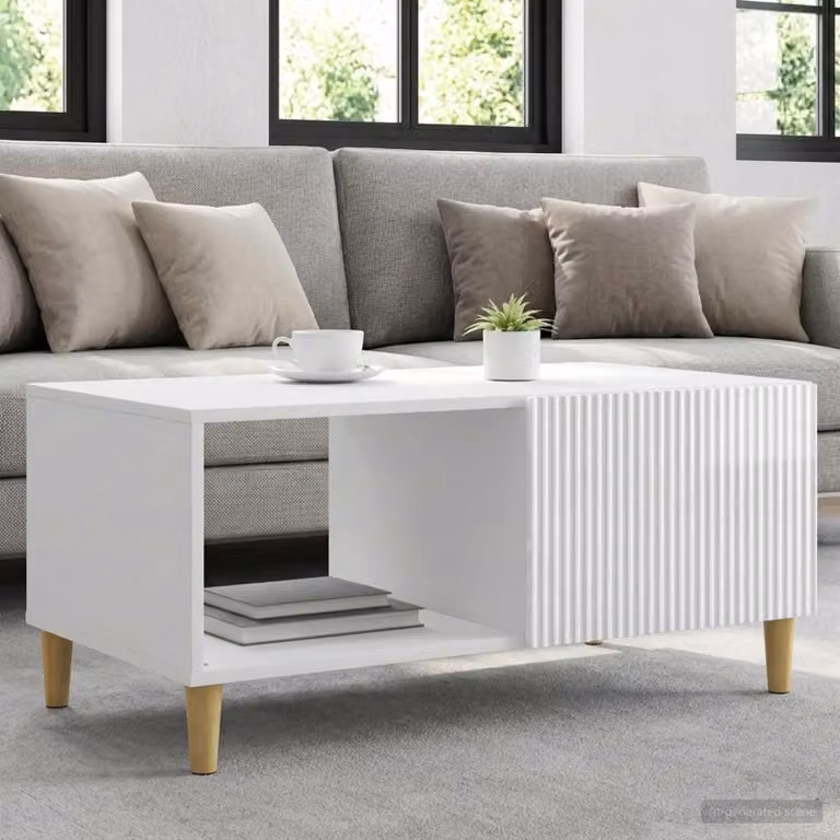 Maison Exclusive - Tavolino bianco lucido 90 x 50 x 40 cm in materiale derivato dal legno