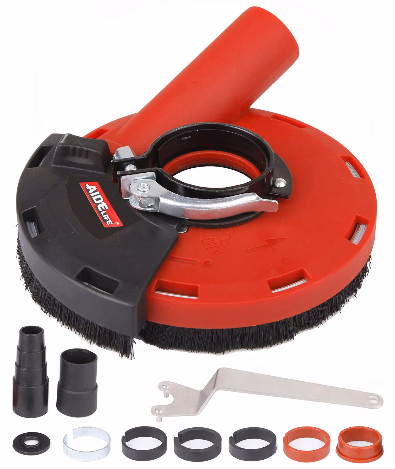 Cappa aspirante con anello spazzola per smerigliatrice angolare da 115/125 mm