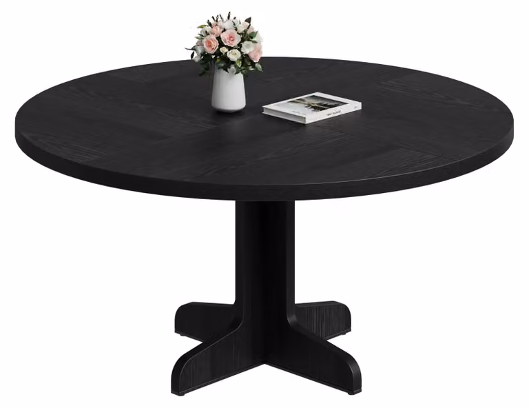 Tavolo rotondo da pranzo - Adatto per 4-6 persone - Diametro 120 cm - Struttura in legno - Stile moderno - Solo il tavolo - Colore nero