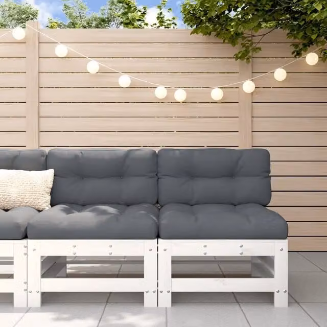 Set di 2 divani da giardino vidaXL in legno massello di pino bianco con cuscini per esterno