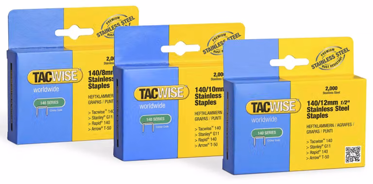 Tacwise 1308, confezione multipla di graffette in acciaio inossidabile di tipo 140/8-12 mm, 6000 pezzi