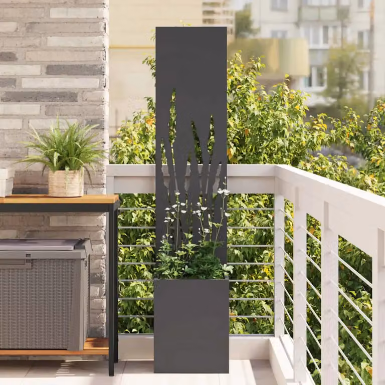 vidaXL Paravent per privacy in giardino in acciaio nero, L/P/H: 32 x 32 x 150 cm
