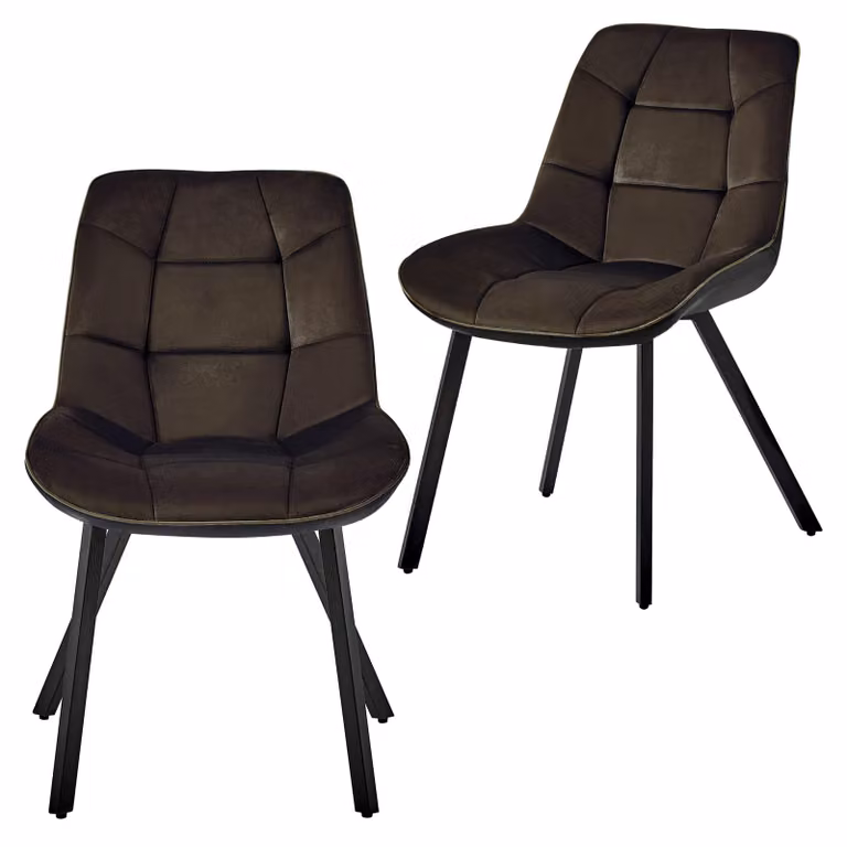 Sedie moderne per sala da pranzo in velluto e pelle - sedie per tavolo da pranzo di facile manutenzione in 3 varianti di colore - sedie da cucina imbottite con rivestimento trapuntato - robuste sedie per sala da pranzo con struttura in metallo , Colore:Ma