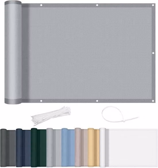 Tenda da balcone 90x500 cm, impermeabile, frangivento, protezione UV, per balconi e terrazze, colore grigio