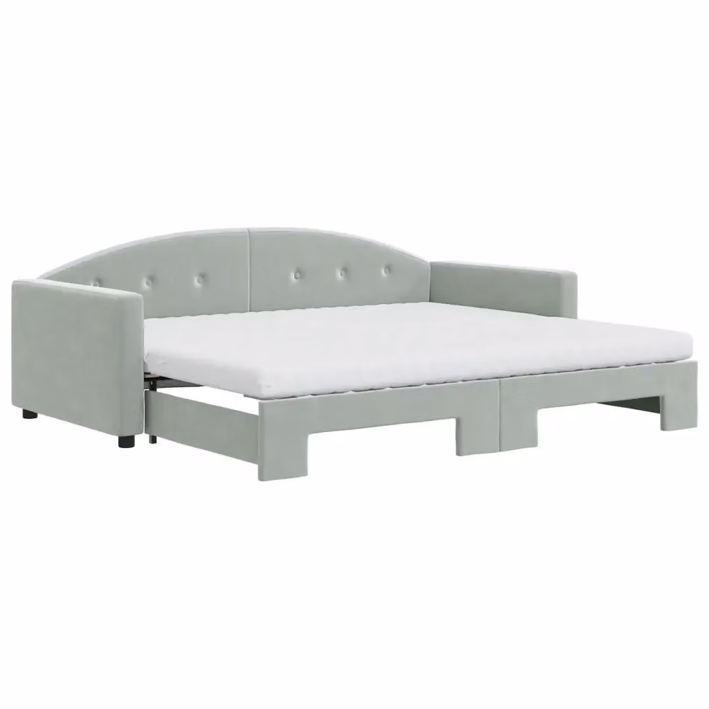 Divano Letto Estraibile vidaXL in Velluto Grigio con Cassetto per Materasso 90x190 cm – 2