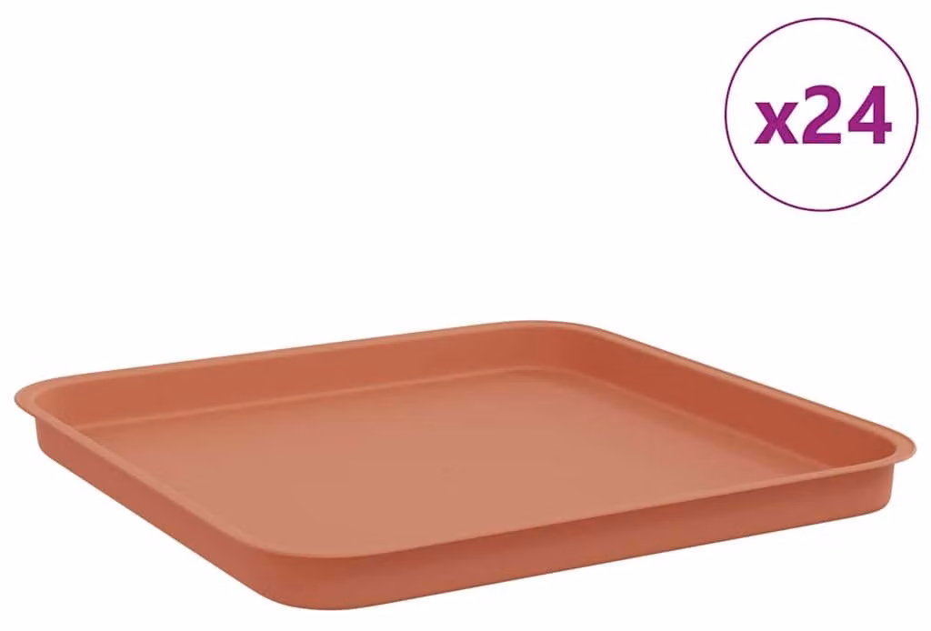 Vassoio Quadrato per Fiori 24 pcs Rosso Mattone Plastica