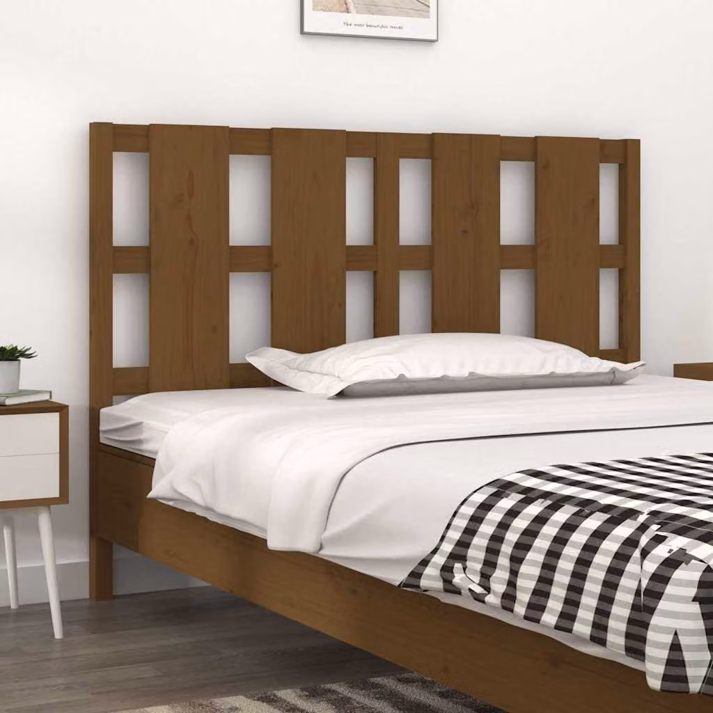 Testiera per letto vidaXL in legno massello di pino color marrone stile rustico L: 145,5 cm, P: 4 cm, H: 100 cm