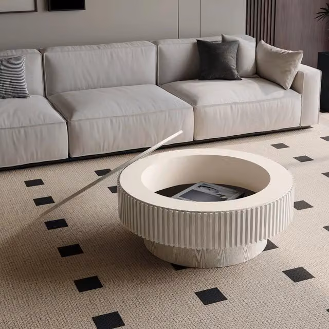 Tavolino da caff¨¨ rotondo ¨C Minimal ¨C bianco, legno massello, 75cm, per salotto soggiorno, design moderno con ripiano