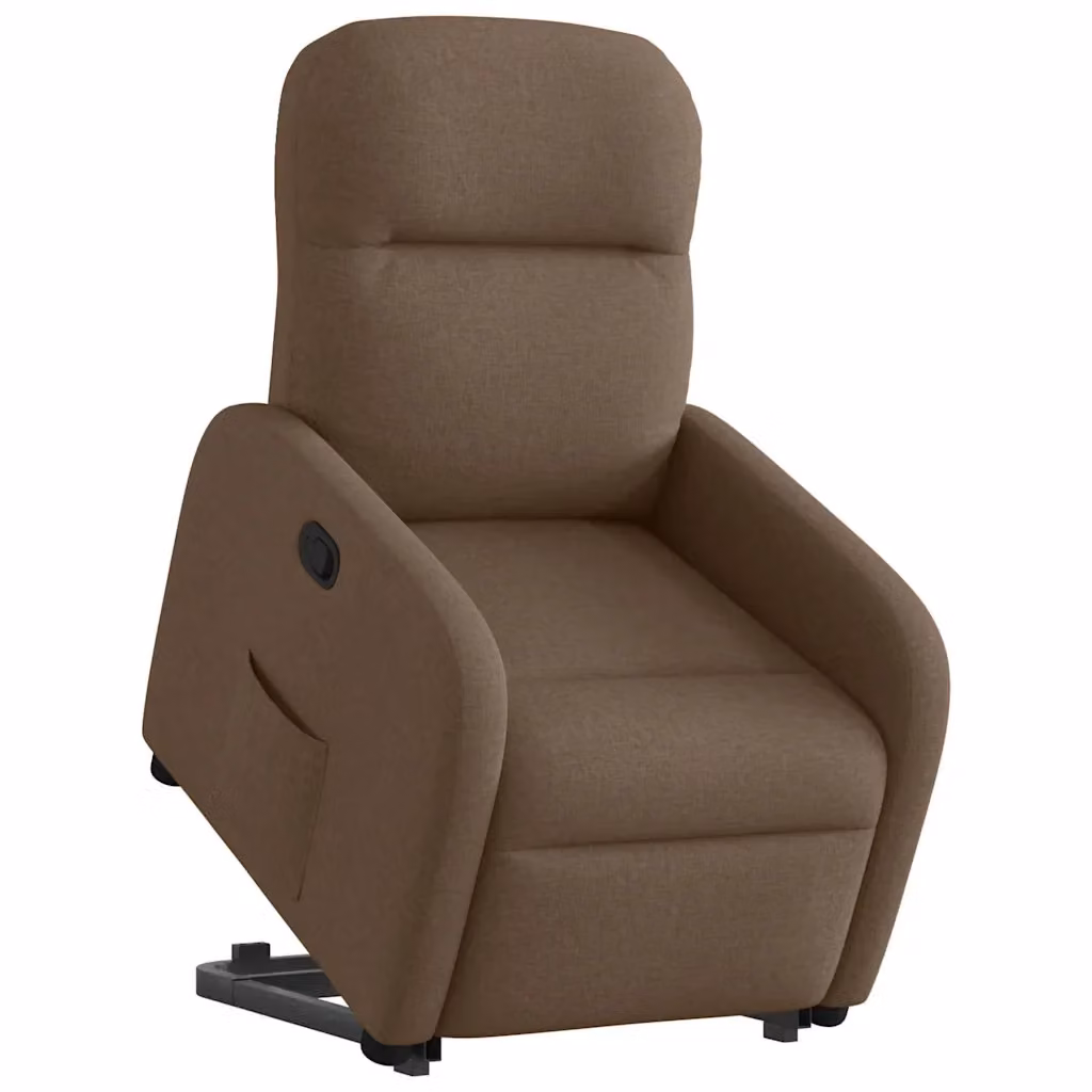 Poltrona Alzapersona Reclinabile vidaXL in Tessuto Marrone con Assistenza Elettrica per Senior – 2