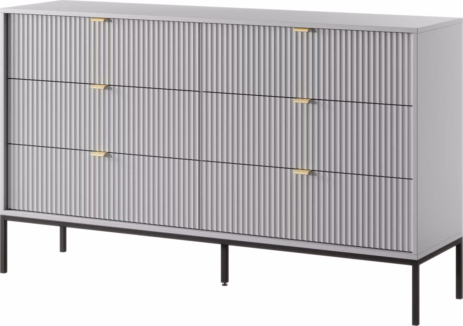 FURNLUX Cassettiera Avon Grigio e Nero 154cm / Colore principale: Grigio / Dimensioni: 154 x 91 x 39 cm