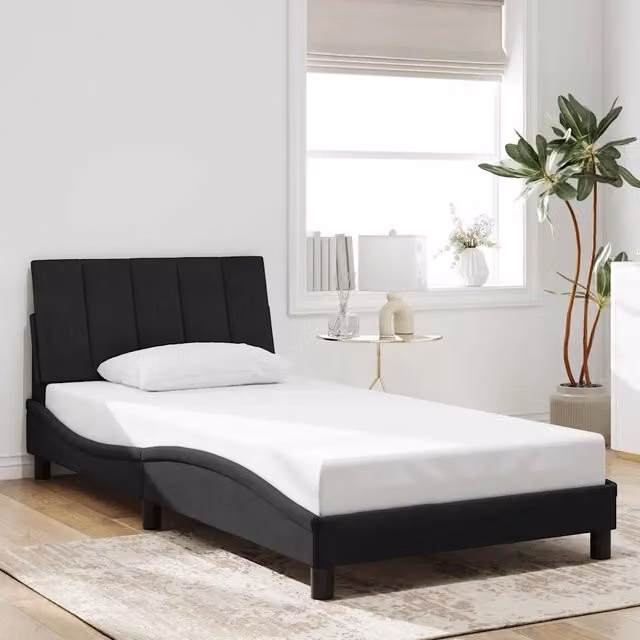 Giroletto Hanko VIDAXL in Velluto Nero con Doghe in Legno L/P/H: 200 x 100 x 74,5 cm