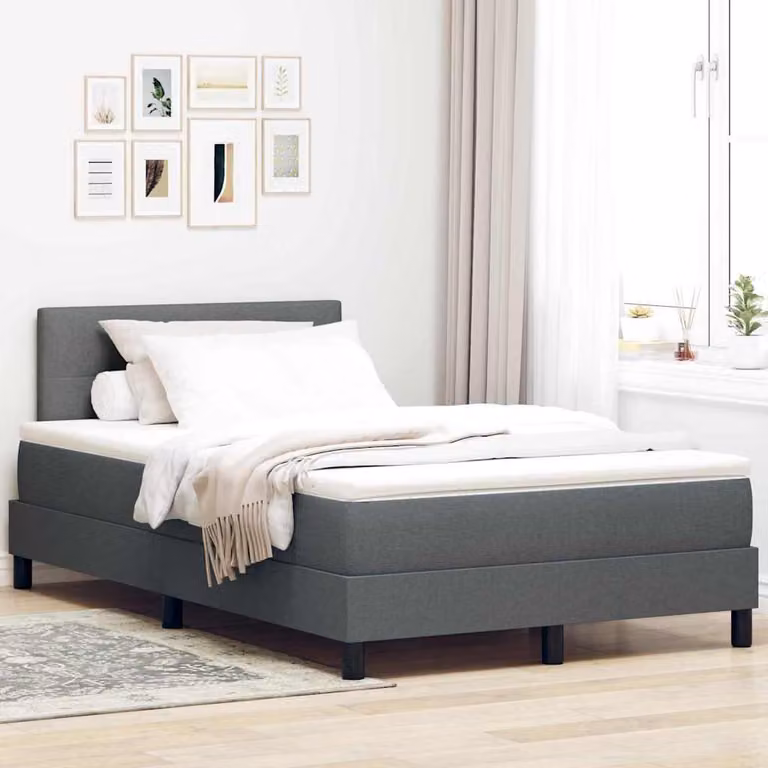 Maison Exclusive - Letto boxspring con testiera grigio scuro 120 x 190 cm in tessuto
