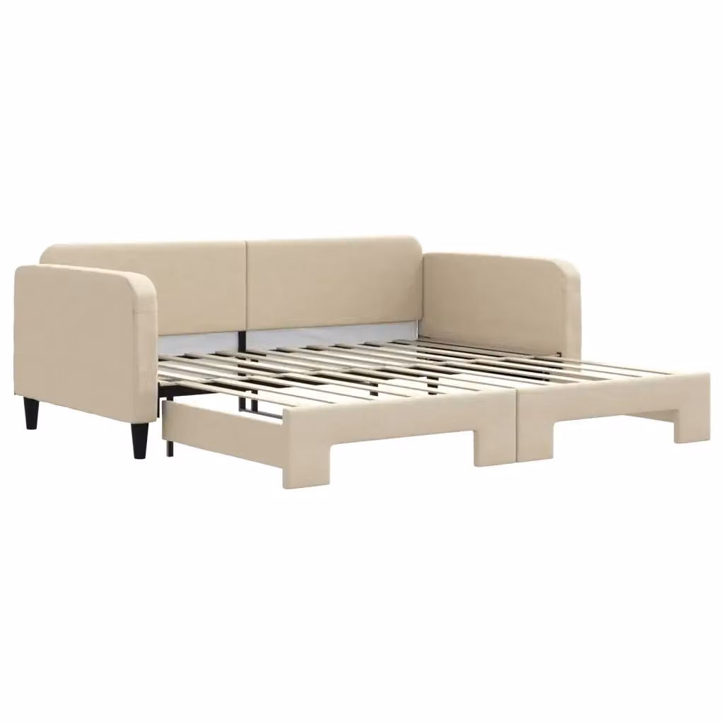 Divano Letto con Letto Estraibile vidaXL in Tessuto Beige per Soggiorno e Camera da Letto L/P/H: 223 x 110 x 75 cm con Dimensioni Letto: 100 x 200 cm – 2