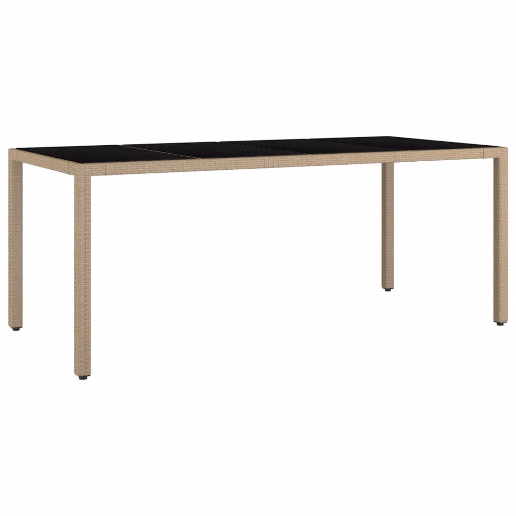 Tavolo da Giardino Piano Vetro Beige Polyrattan Vetro Temperato