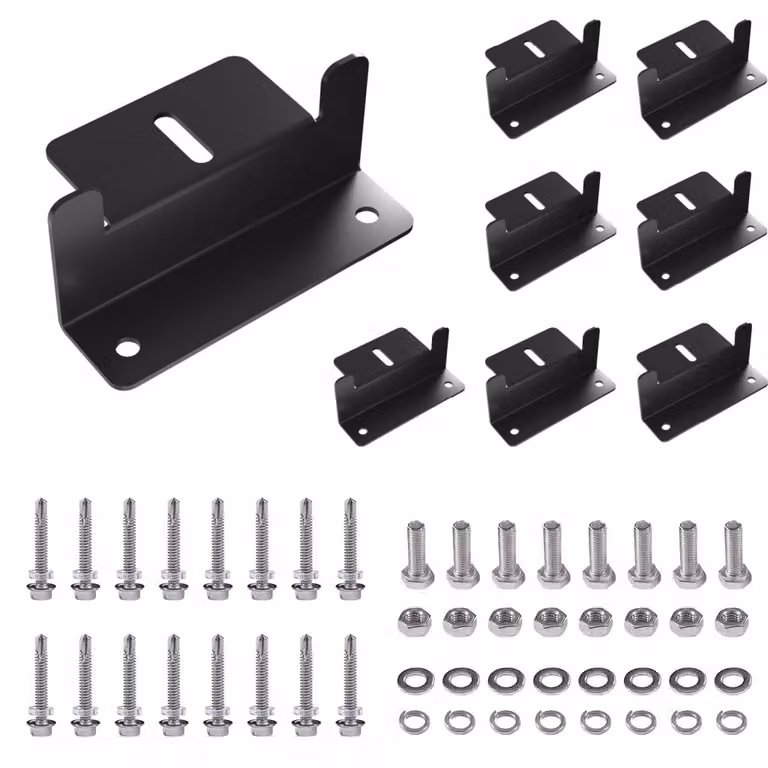 set di 8 staffe per pannelli solari staffa per pannelli solari PV in alluminio con angolo a Z per il montaggio a parete sul tetto（nero）