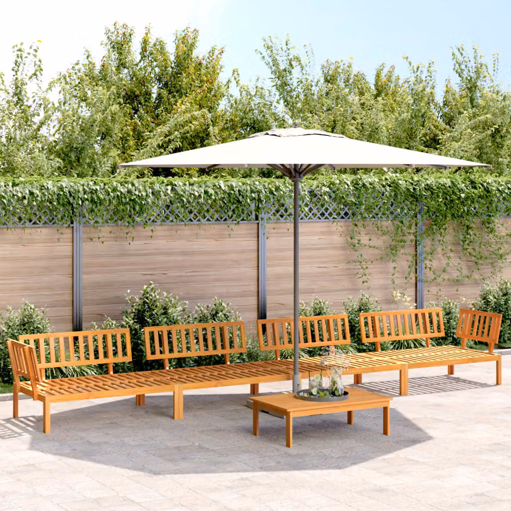 Set Divano da Giardino vidaXL in Legno di Acacia Marrone con Cuscini, 5 Pezzi a Forma di L per Terrazza e Giardino