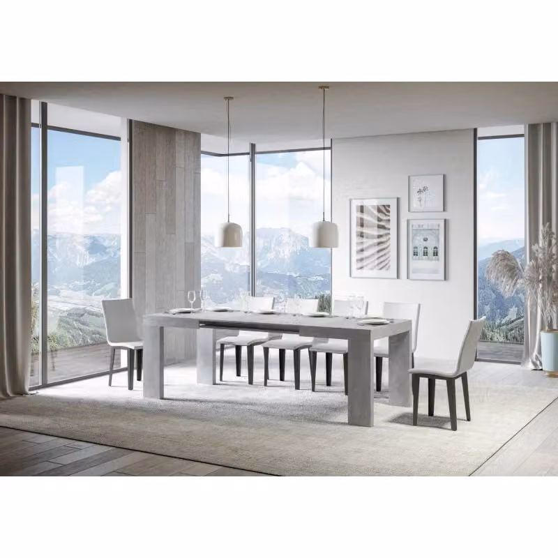 Tavolo allungabile rettangolare ITAMOBY grigio con finitura effetto cemento e struttura in MDF laminato – 2