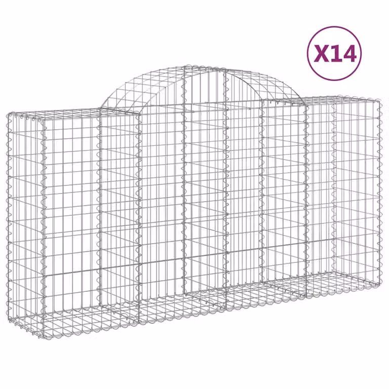 Cesti Gabbioni ad Arco 14 pz 200x50x100/120 cm Ferro Zincato