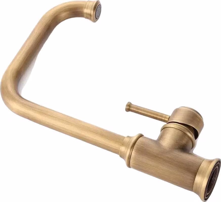 Rubinetto, miscelatore monocomando, bocca orientabile a 360°, dorato
