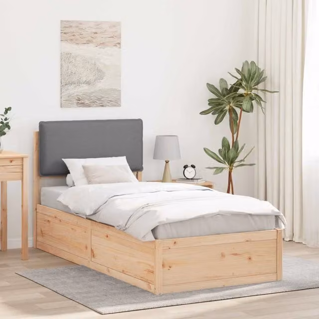 Letto con Testiera Rivestita Grigio chiaro 80 x 200 cm 877589