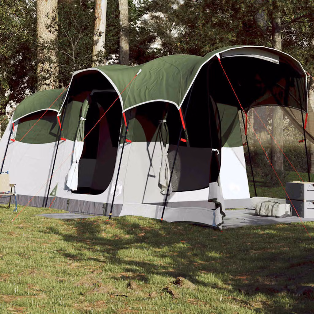 Tenda Familiare a Tunnel vidaXL per 8 Persone Verde Impermeabile in Poliestere e Fibra di Vetro