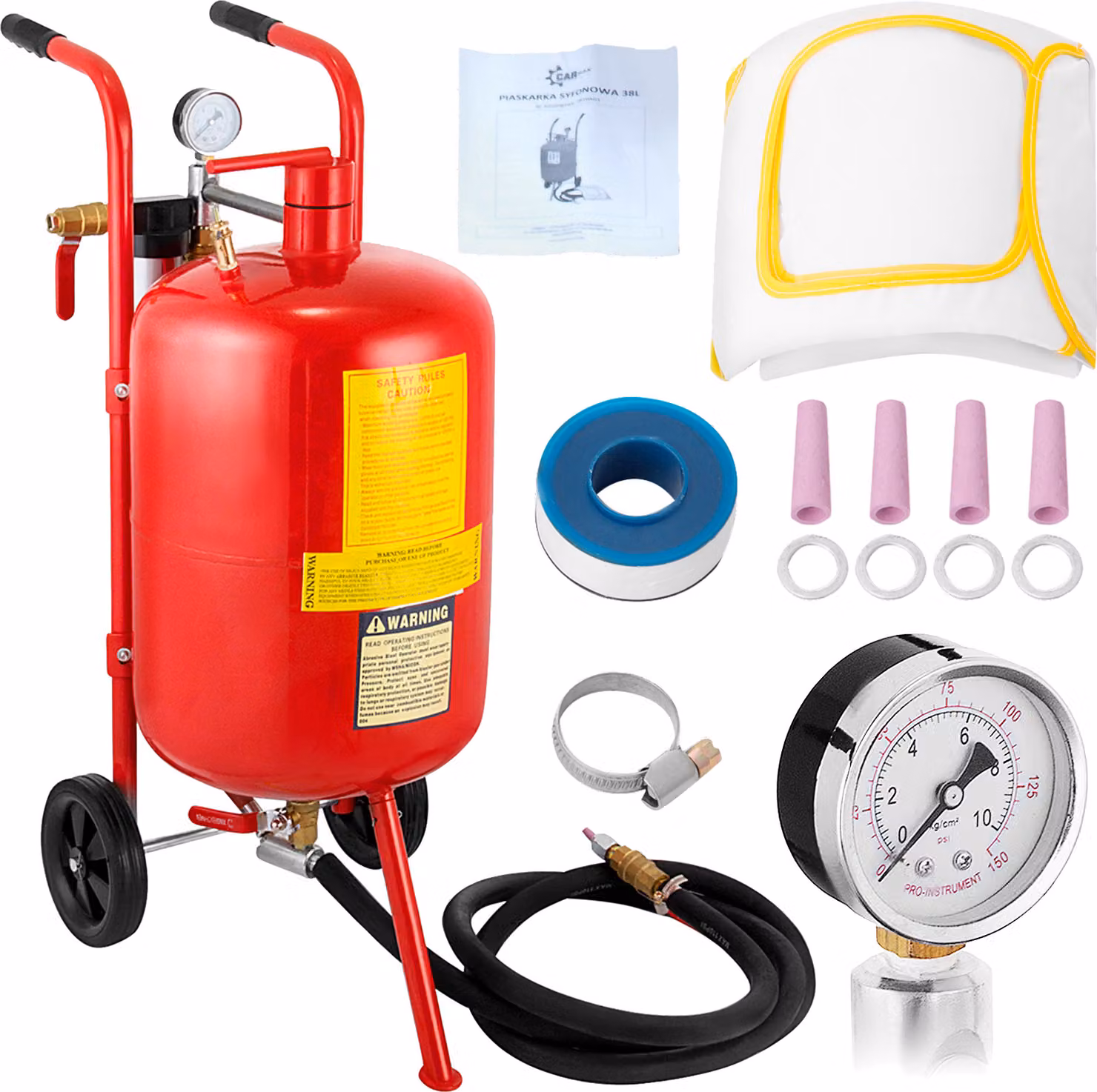 Sabbiatura VEVOR, sabbiatrice da 40 L, 60-125 PSI Sabbiatrice mobile con accessori, ugelli in Vetroceramica da 2,4 mm, 2,7 mm, 3,2 mm, 3,6 mm Tubo di sabbiatura, lunghezza tubo flessibile 2,5 m Unità di sabbiatura a sifone