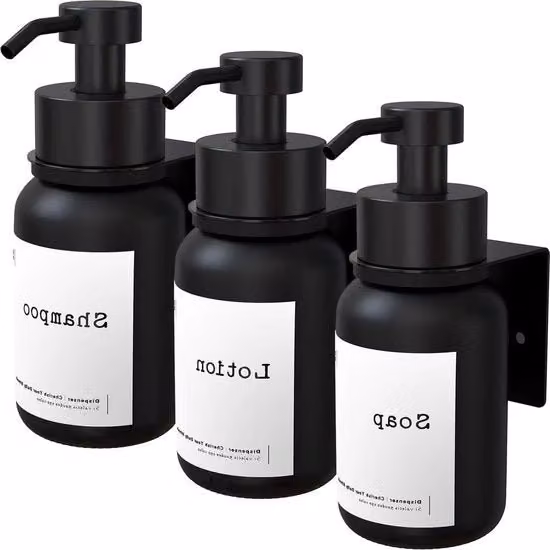 Set di Dispensatori di Sapone Liquido per Manopera 250 ml - Appendi Parete - Set di 3 - Dispensatori di Sapone Liquido per Sapone per Mani - Shampoo - Detersivo - Gel Doccia