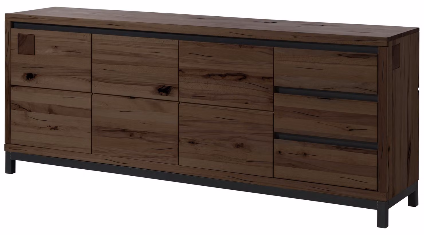 MASSIVMOEBEL24 | Credenza in legno di faggio 210x45x85 oliato marrone tabacco VILLANDERS #252