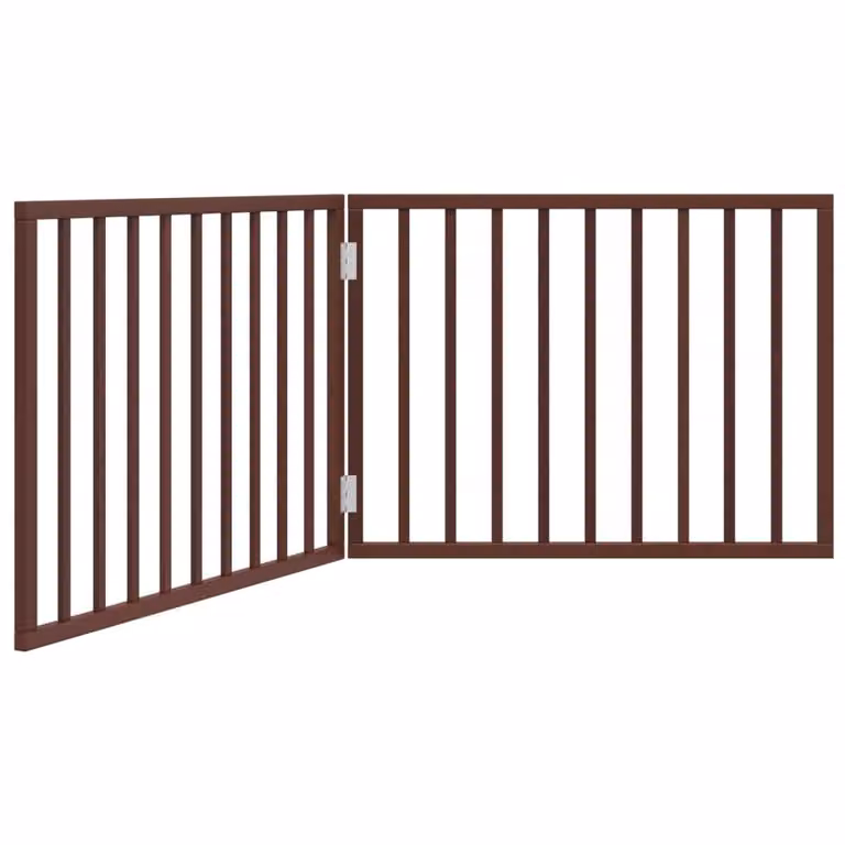 Cancello Cani Pieghevole 2 Pannelli Marrone 160cm Legno Pioppo