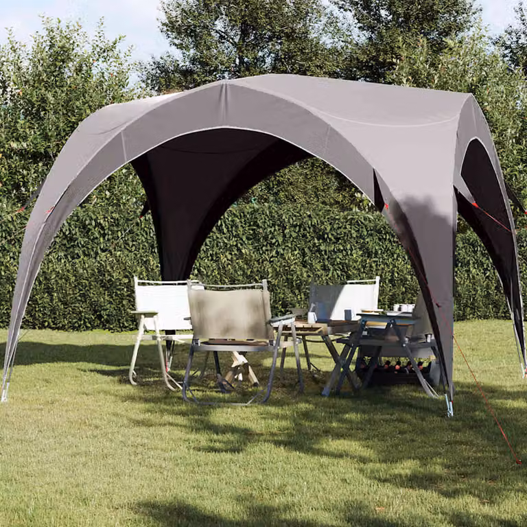 vidaXL Tenda per Feste Impermeabile in Poliestere e Fibra di Vetro, Bianca e Grigia, L/P/H: 305 x 305 x 216 cm